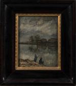 Louis Hilaire CARRAND (1821-1899),
Paysage animé,
Huile sur toile,
Signé en bas à...