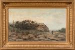 Joanny ARLIN (1830-1906),
Paysage animé,
Huile sur toile,
Trace de signature en bas...