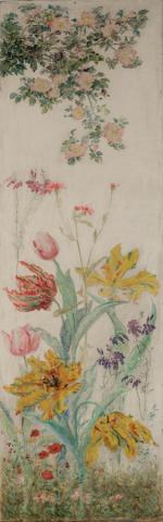 Louis Claude PAVIOT (1872-1943),
En pendant : 

Composition florale,
Huile sur toile...
