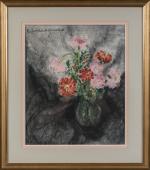 Pierre COMBET-DESCOMBES (1885-1966),
Bouquet de fleurs, 
Pastel sur papier,
Signé en haut...