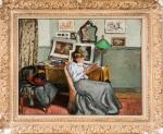 Albert ANDRÉ (1869-1954),
Intérieur, femme lisant,
Huile sur toile,
Signé en haut à...