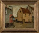 Attribué à Jean-Jacques ROQUE (1880-1925),
Paysage urbain,
Huile sur panneau,
Signé « J.ROQUE...