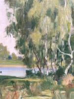 Philippe Pourchet (1873-1941).
Les peupliers pleureurs sur l'étang, 1903.
Huile sur toile...