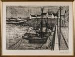 Bernard BUFFET (1928-1999),
Port Breton, 1954,
Eau-forte sur papier,
Signé en bas à...