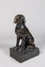 Georges Hilbert (1900-1982)
« Labrador assis »
Sujet en bronze à patine...