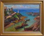 Jules LERAY (1875-1938)
Bateaux à l'entrée du port
Huile sur toile signée...