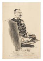 Maurice FEUILLET (Paris 1873 - 1968)
Commandant Ducros
Pierre noire et rehauts...