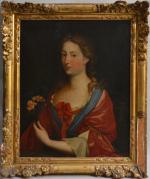 ECOLE FRANCAISE du XVIIIème
Portrait de dame au bouquet de fleurs
Huile...