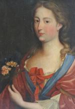 ECOLE FRANCAISE du XVIIIème
Portrait de dame au bouquet de fleurs
Huile...