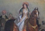 ECOLE ROMANTIQUE vers 1840
Portrait équestre de jeune turque
Huile sur toile
27...