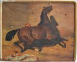 ECOLE FRANCAISE du XIXème
Le cheval 
Huile sur toile signée en...