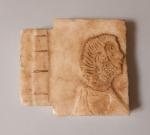 Fragment représentant un homme barbu en relief
Epoque antique 
Albâtre
H: 7.5...