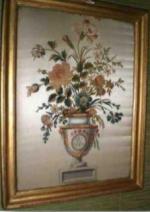 CHENILLE à décor de vase fleuri. Epoque XIXe siècle. 33...