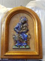 Vierge à l'Enfant en émaux en bas-relief. Style Roman. 26...