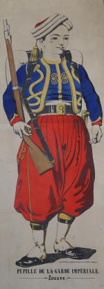 « Pupille de la Garde impériale, Zouave » Image d'Épinal, contre-collée sur...