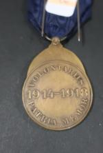 Belgique Médaille commémorative de 1914 1918. bronze, ruban.
