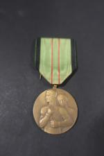 Belgique Médaille de la Résistance civile. Bronze,, ruban.