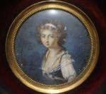PASQUIER, vers 1830 : Portrait d'une jeune femme au ruban...