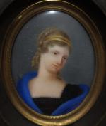 Ecole française vers 1830 : Portrait d'une jeune femme au...