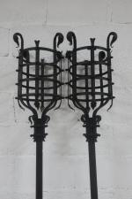 Paire de porte-torches murales en forme de cage cylindrique en...