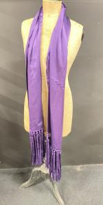 HUGO BOSS - Echarpe en soie violette à franges, en...