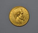 Une pièce or, 50 francs Paris 1856 Napoléon III tête...