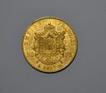 Une pièce or, 50 francs Paris 1857 Napoléon III tête...