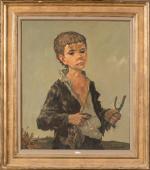 Georges Robert CHEYSSIAL (1907-1997),
Jeune garçon au lance-pierre,
Huile sur toile,
Signé en...