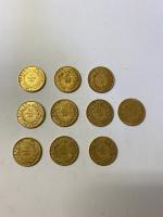 10 PIECES de 20 Francs or Napoléon III tête nue....