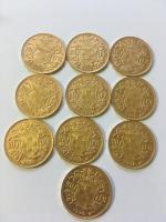 10 PIECES 20 FRANCS  or suisse de 1935. En...