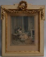 d'après Lucius ROSSI (1846-1913)
Scène galante dans un intérieur Louis XVI
Estampe
28.5...