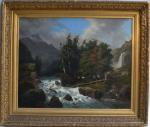 Émile Charles H. LECOMTE-VERNET (1821-1900)
La rivière, 1877. 
Huile sur toile...