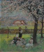 Jules Alfred HERVÉ-MATHÉ (1868-1953)
Les enfants jouant dans l'herbe près du...