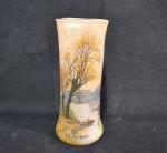 LEGRAS
Vase en verre à décor émaillé d'un paysage lacustre, signé
H.:...