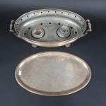 Chauffe-plat ovale et verrière ovale en métal argenté, ép. XIX's....