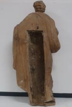 Saint Personnage en bois naturel sculpté, époque XVIII's. Haut. :...