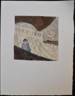 Armel DE WISMES (1922-2009)
Sur le pont
Aquarelle 
15.5 x 15.5 cm