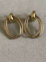 CARTIER BOUCLES d'oreilles 3 tons d'or, haut anneaux 4 cm,...