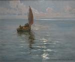 Georges LHERMITTE (1882-1967)
Barque de pêche en mer
Huile sur panneau signée...