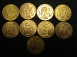 Troisième République : Neuf pièces de 20 francs or au...