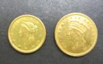 USA : Deux pièces de 1 dollar or 1851 et...