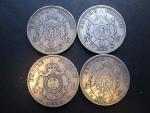 NAPOLEON III - Quatre pièces de 5 Francs argent Paris...
