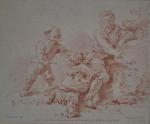 d'après François BOUCHER (1703-1770)
gravé par Gille DEMARTEAU
Les jeunes voleurs
Estampe
14.5 x...