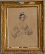 Firmin SALABERT (1811-1895)
Portrait de dame, 1839. 
Dessin signé et daté...