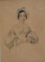 Firmin SALABERT (1811-1895)
Portrait de dame, 1839. 
Dessin signé et daté...