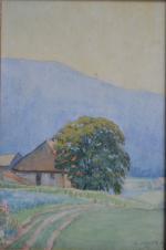 Adolphe LEZER (XIX-XXème)
Paysage, 1929. 
Aquarelle signée et datée en bas...