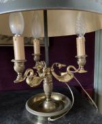 dans le petit salon, paire de LAMPES BOUILLOTTES en bronze...