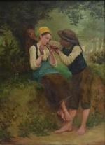 Théophile Louis DEYROLLE (1844-1923)
Jeune breton apprenant à une bretonne à...