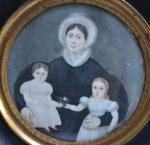 ECOLE FRANCAISE du XIXème
Portrait d'une mère et ses deux enfants,...