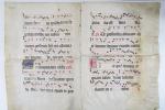 [Antiphonaire]. Ensemble de 5 grands feuillets sur parchemin manuscrits à...